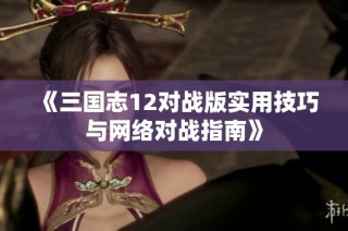 《三国志12对战版实用技巧与网络对战指南》