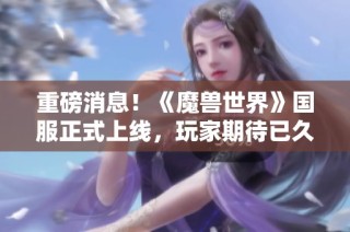 重磅消息！《魔兽世界》国服正式上线，玩家期待已久的时刻终于到来