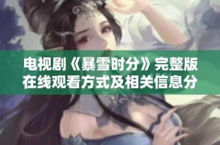 电视剧《暴雪时分》完整版在线观看方式及相关信息分享