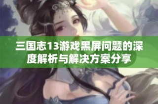 三国志13游戏黑屏问题的深度解析与解决方案分享
