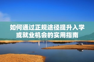 如何通过正规途径提升入学或就业机会的实用指南