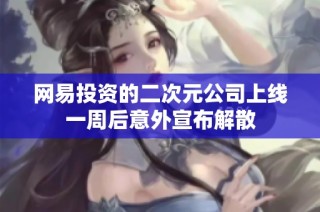 网易投资的二次元公司上线一周后意外宣布解散