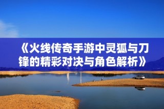 《火线传奇手游中灵狐与刀锋的精彩对决与角色解析》