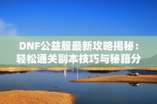 DNF公益服最新攻略揭秘：轻松通关副本技巧与秘籍分享