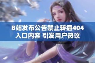 B站发布公告禁止转播404入口内容 引发用户热议