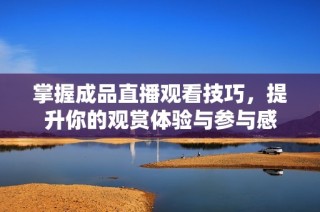 掌握成品直播观看技巧，提升你的观赏体验与参与感