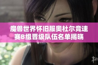 魔兽世界怀旧服奥杜尔竞速赛B组晋级队伍名单揭晓