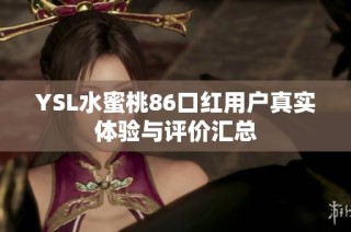 YSL水蜜桃86口红用户真实体验与评价汇总