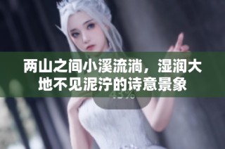 两山之间小溪流淌，湿润大地不见泥泞的诗意景象