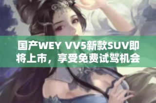国产WEY VV5新款SUV即将上市，享受免费试驾机会