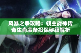 风暴之争攻略：领主战神传奇生肖装备投保秘籍解析