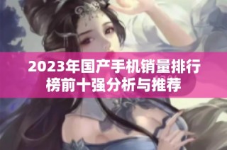 2023年国产手机销量排行榜前十强分析与推荐