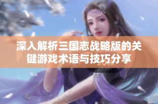 深入解析三国志战略版的关键游戏术语与技巧分享