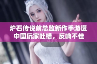 炉石传说前总监新作手游遭中国玩家吐槽，反响不佳