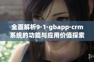 全面解析9·1·gbapp·crm系统的功能与应用价值探索