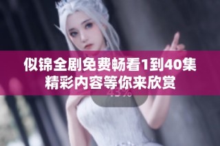 似锦全剧免费畅看1到40集精彩内容等你来欣赏