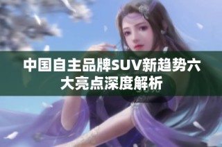 中国自主品牌SUV新趋势六大亮点深度解析