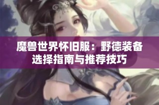 魔兽世界怀旧服：野德装备选择指南与推荐技巧