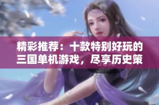 精彩推荐：十款特别好玩的三国单机游戏，尽享历史策略与冒险乐趣！