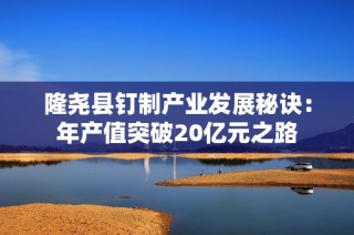 隆尧县钉制产业发展秘诀：年产值突破20亿元之路