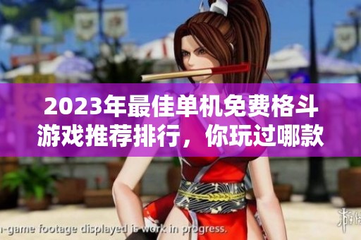 2023年最佳单机免费格斗游戏推荐排行，你玩过哪款？