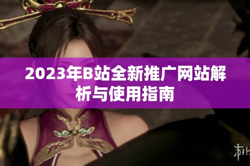 2023年B站全新推广网站解析与使用指南