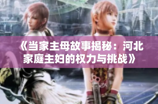 《当家主母故事揭秘：河北家庭主妇的权力与挑战》