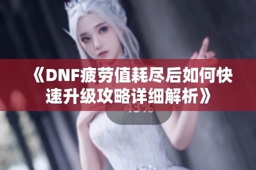 《DNF疲劳值耗尽后如何快速升级攻略详细解析》