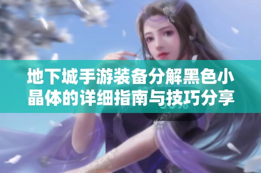 地下城手游装备分解黑色小晶体的详细指南与技巧分享