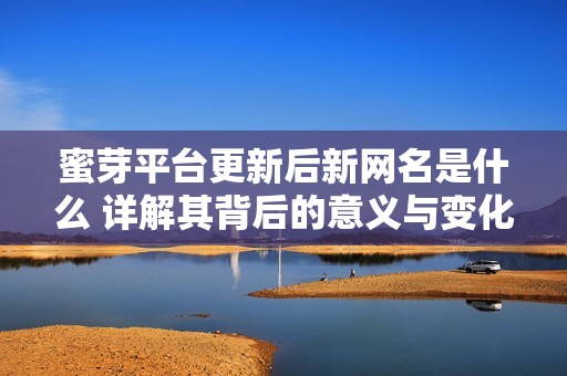 蜜芽平台更新后新网名是什么 详解其背后的意义与变化