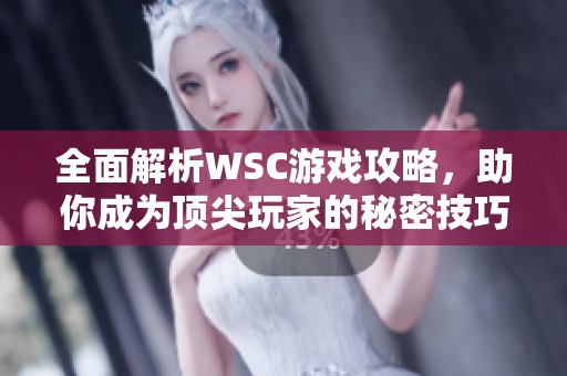 全面解析WSC游戏攻略，助你成为顶尖玩家的秘密技巧