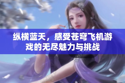 纵横蓝天，感受苍穹飞机游戏的无尽魅力与挑战