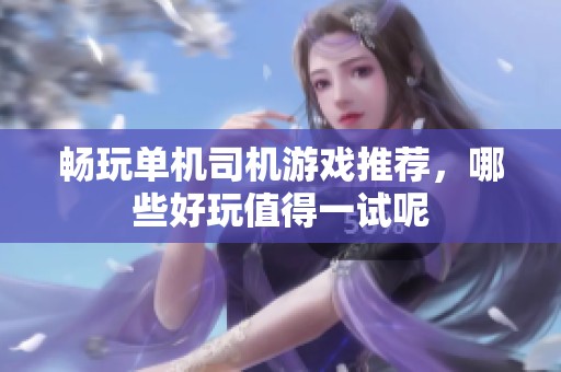 畅玩单机司机游戏推荐，哪些好玩值得一试呢