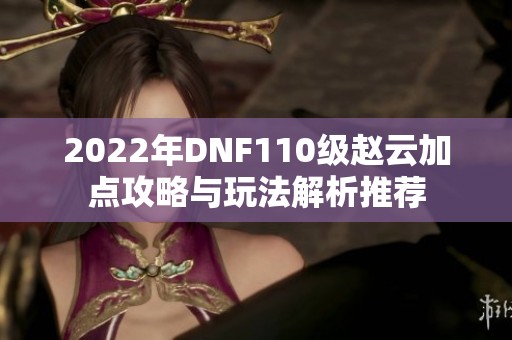 2022年DNF110级赵云加点攻略与玩法解析推荐
