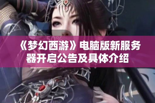 《梦幻西游》电脑版新服务器开启公告及具体介绍