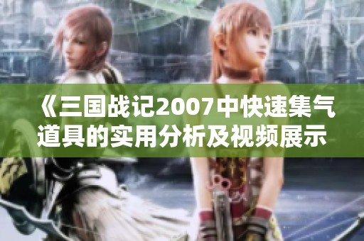 《三国战记2007中快速集气道具的实用分析及视频展示》