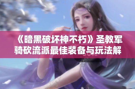 《暗黑破坏神不朽》圣教军骑砍流派最佳装备与玩法解析