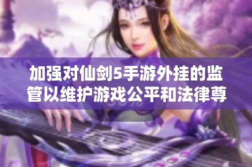 加强对仙剑5手游外挂的监管以维护游戏公平和法律尊严