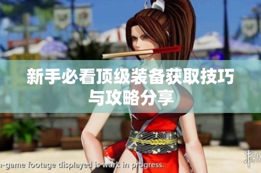 新手必看顶级装备获取技巧与攻略分享