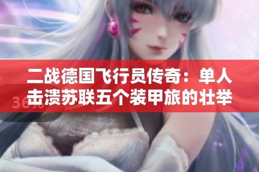 二战德国飞行员传奇：单人击溃苏联五个装甲旅的壮举与希特勒禁令