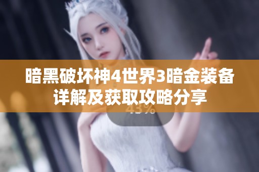 暗黑破坏神4世界3暗金装备详解及获取攻略分享
