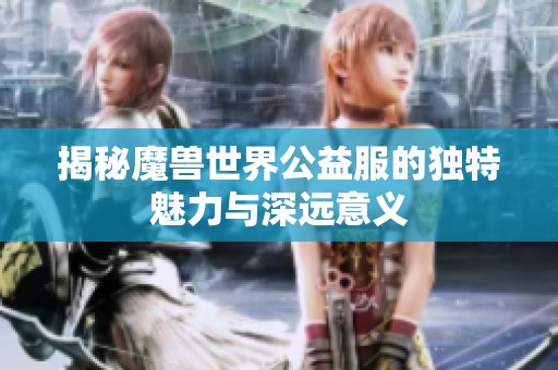 揭秘魔兽世界公益服的独特魅力与深远意义