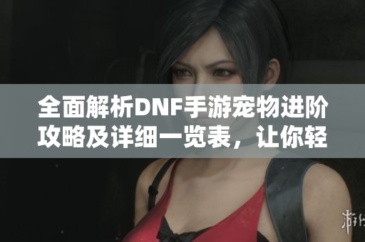 全面解析DNF手游宠物进阶攻略及详细一览表，让你轻松提升宠物实力
