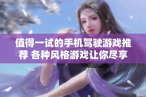值得一试的手机驾驶游戏推荐 各种风格游戏让你尽享驾驶乐趣