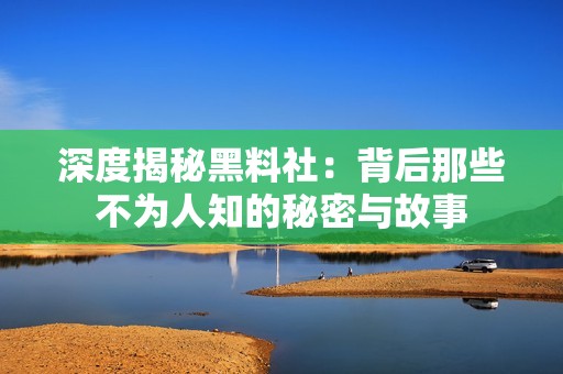 深度揭秘黑料社：背后那些不为人知的秘密与故事