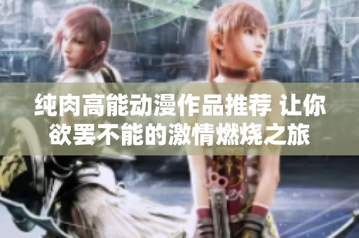 纯肉高能动漫作品推荐 让你欲罢不能的激情燃烧之旅