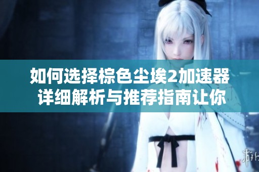 如何选择棕色尘埃2加速器 详细解析与推荐指南让你畅玩无阻