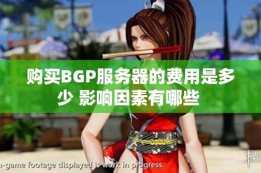 购买BGP服务器的费用是多少 影响因素有哪些 