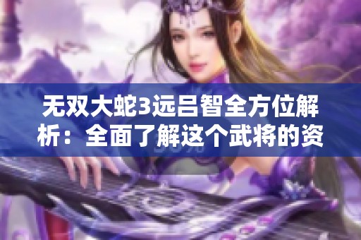 无双大蛇3远吕智全方位解析：全面了解这个武将的资料与技能