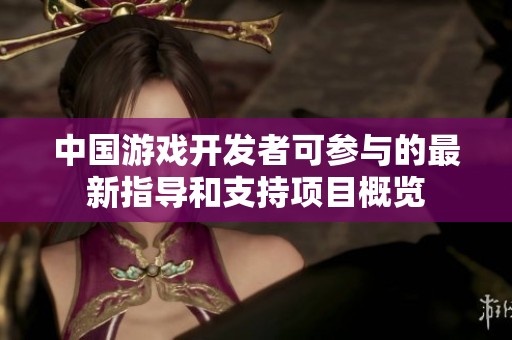 中国游戏开发者可参与的最新指导和支持项目概览